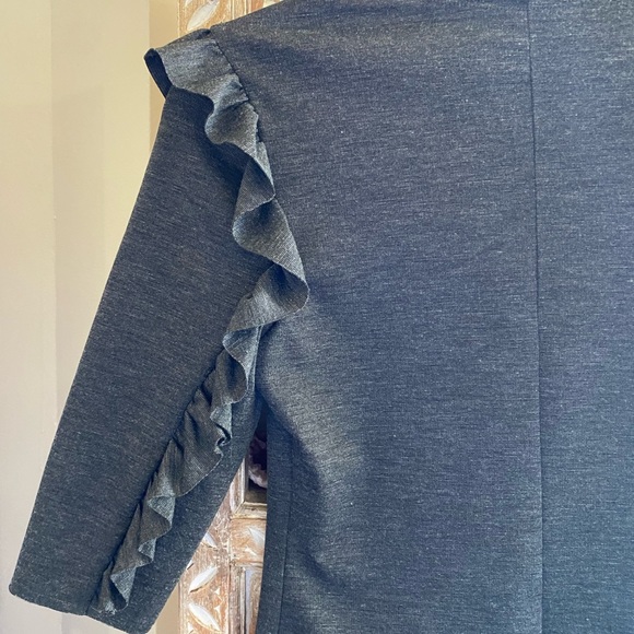 NWT Zara Trafaluc Grey Pencil Fitted Ruffle Sleeve Jumper Dress Size M - Picture 7 of 7